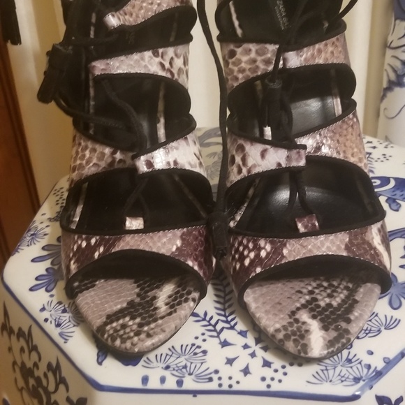 Zara snakeskin gladiator style lace up sandals - Picture 4 of 6